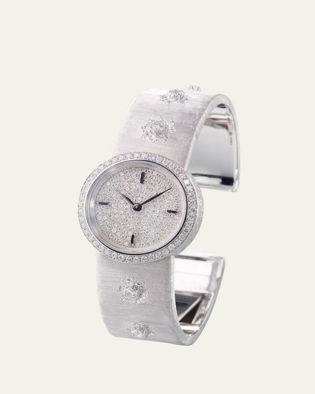 Macri 18K White Gold Diamond Dial and Bezel Watch